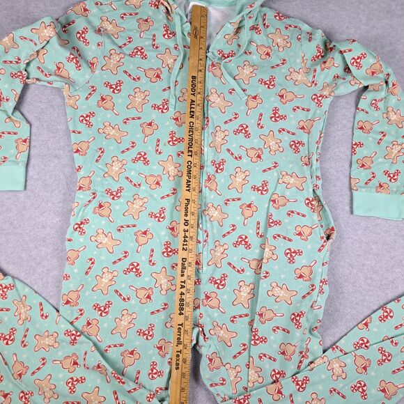Disney Mickey Mouse Holiday Treats One Piece Adult Large Pajamas Hooded W Ears S - Picture 7 of 9